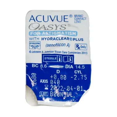 ACUVUE OASYS FOR ASTIGMATISM ΔΕΚΑΠΕΝΘΗΜΕΡΟΙ ΦΑΚΟΙ ΕΠΑΦΗΣ ΑΣΤΙΓΜΑΤΙΣΜΟΥ (6 ΦΑΚΟΙ)