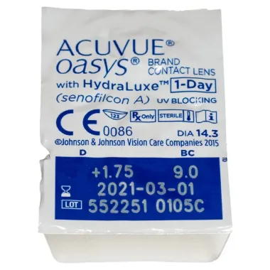 ACUVUE OASYS 1DAY ΗΜΕΡΗΣΙΟΣ ΦΑΚΟΣ ΕΠΑΦΗΣ ΣΙΛΙΚΟΝΗΣ ΥΔΡΟΓΕΛΗΣ (30 ΦΑΚΟΙ)